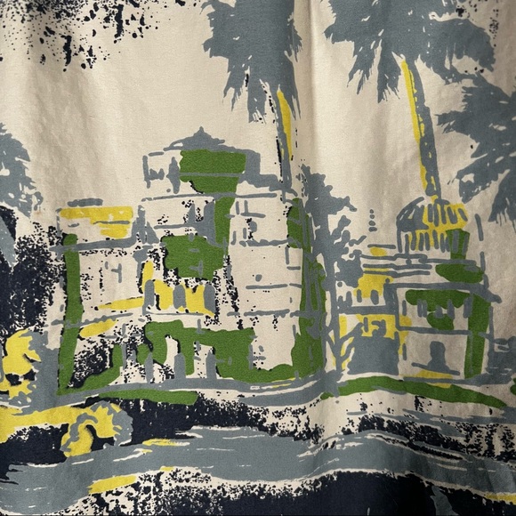 OLD NAVY Womens Pleaded Palm Tree Beach Village Blue White Cotton Skirt - Picture 2 of 5